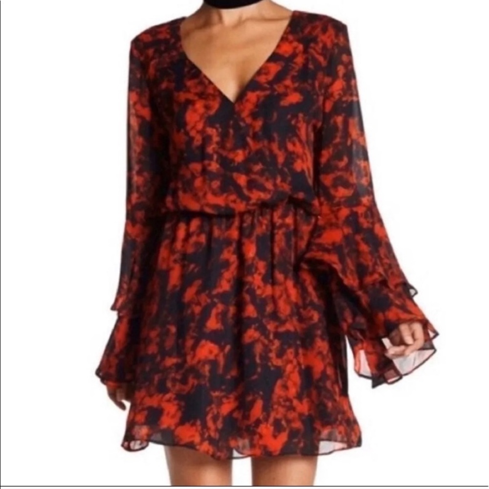 Parker Red Black Floral Sexy Classy Date Dress